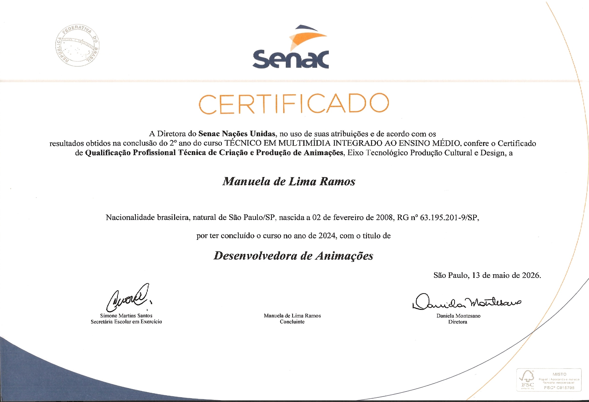 Certificado Criação e Produção de Animações