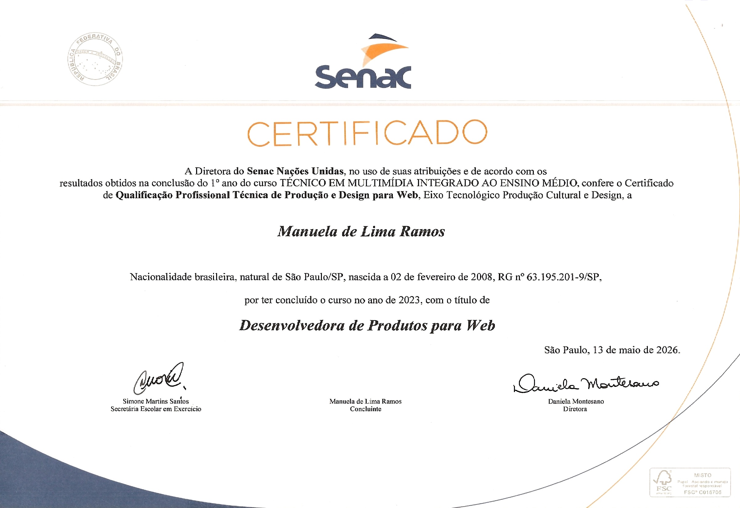Certificado Produção e Design para Web