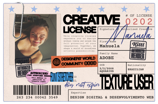 Carteira creative license da Manuela