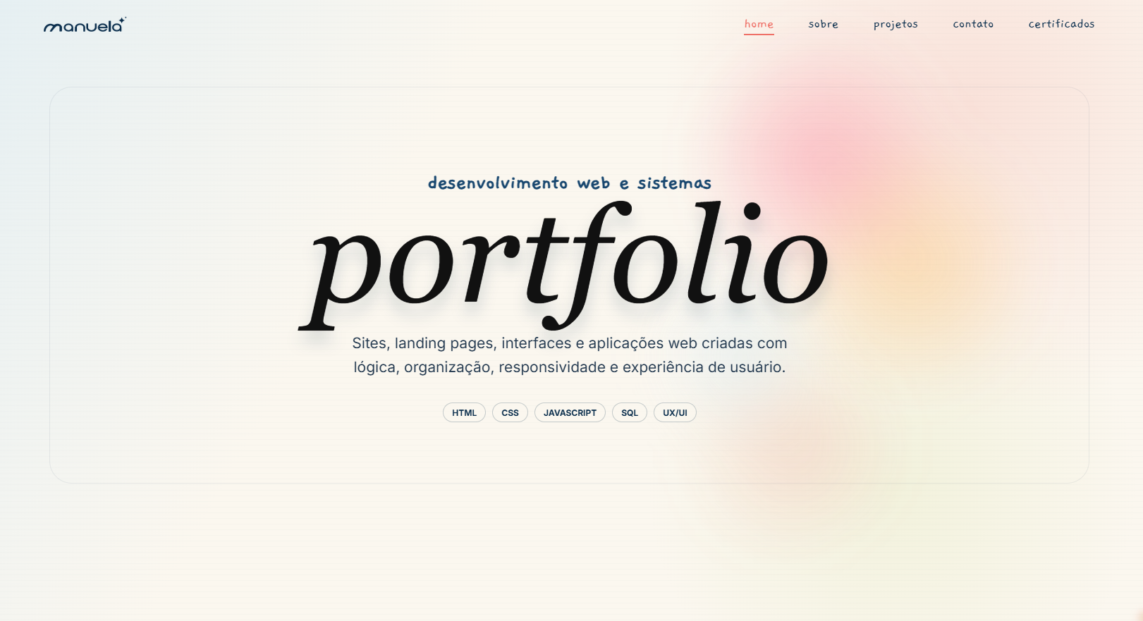 Print do projeto Portfolio pessoal